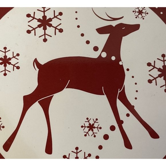 Reindeer Christmas Red White Cork Coaster Hot Mat Trivet Table Mat Square 3.75" - Picture 3 of 3